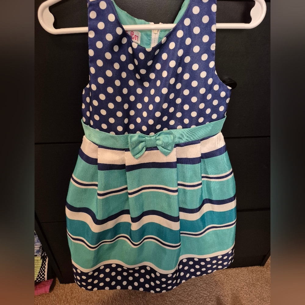 Jessica Ann Blue and Teal Polka Dot Dress
